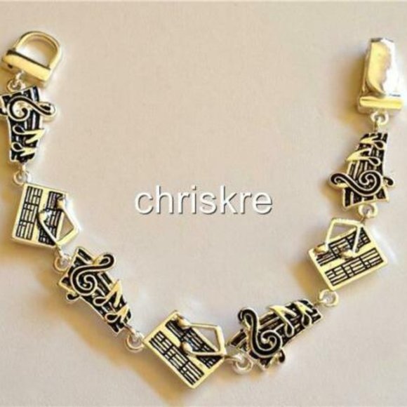 Music Bracelet Silver Clef Note Score Musician - Picture 7 of 9